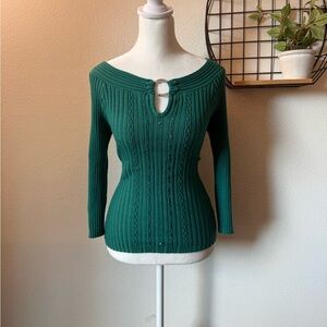 Y2K green beaded off the shoulder top